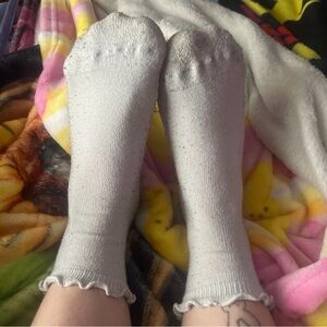 Used White Ruffled Socks